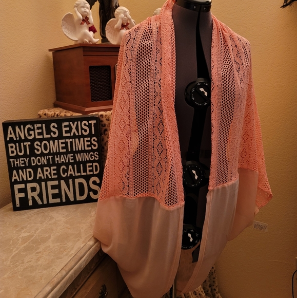 Shrug Cover Up Peach Coral Orange